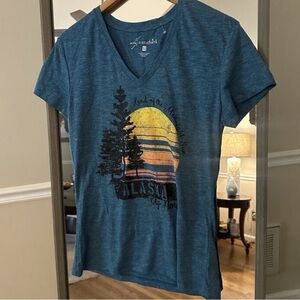 New Alaska Souvenir tree AK Gift Short Sleeve T Shirt sz xL Sunset S M L XL?